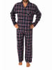 NORMANN Flanell Schlafanzug langarm Pyjama zum durchknöpfen - 70810 in navy