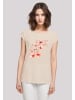 F4NT4STIC Extended Shoulder T-Shirt Rosa Blumenzweig 3D in Whitesand