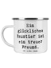 Mr. & Mrs. Panda Becher Emaille Spruch Haustiere pflegen mit Spruch in Weiß