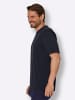 WITT WEIDEN Schlafanzug-Shirt in marine + anthrazit-meliert