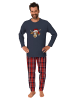 NORMANN Schlafanzug Weihnachten langarm Renntier - 88354 in navy