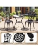 COSTWAY 3 tlg. Bistroset Aluminiumguss Gartenmöbel in Schwarz