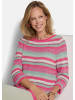 GOLDNER Baumwollpullover mit Ringel-Muster in pink / salbei / geringelt