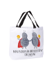 Mr. & Mrs. Panda Tote Bag Sternzeichen Zwilling mit Spruch in Weiß