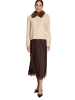 Zero  Casual-Strickjacke mit Kunstfellkragen in Dark Cream Melange