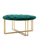 Mauro Ferretti Pouf aus Metall, goldfarbenem und grünem Stoff, Ø 90 x 49 cm