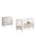 58 aufm Kessel BABYBETT SET 70x140 Keeley Buche Weiß Holz Kommode Komfort Stabil
