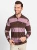 WITT WEIDEN Langarm-Poloshirt in schoko-mauve-gestreift