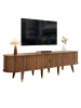 ABRIHOME TV Schrank in Walnuss 175 cm mit Rattan Schiebetür Landhausstil Schubladen