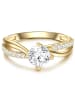Trilani Ring aus Sterling Silber mit Zirkonia in gelbgold