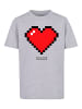 F4NT4STIC T-Shirt Pixel Herz Good Vibes Happy People in grau meliert