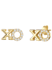 Lulu & Jane Ohrstecker XO aus Messing mit Zirkonia in gelbgold