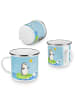 Mr. & Mrs. Panda Camping Emaille Tasse Pinguin Surfer ohne Spruch in Eisblau