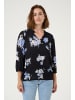 Kaffe Langarm-Bluse KAedita Regular fit in Black / Blue Flower Print
