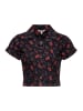 Queen Kerosin Queen Kerosin Cropped Hawaiibluse Cherries & Roses in schwarz