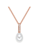 Valero Pearls Kette mit Anhänger Sterling Silber roségold Süßwasser-Zuchtperle weiß Zirkonia weiß in roségold