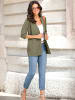 Sieh an! Ajourstrickjacke in khaki