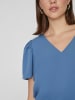 Vila Lockeres Shirt mit Volant Schultern Kurzarm Top V-Neck in Blau-3