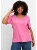 sheego Rundhalsshirt in blumiges pink