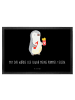 Mr. & Mrs. Panda Bodenvorleger Pinguin Pommes mit Spruch in Schwarz
