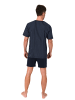 NORMANN Kurzarm Schlafanzug Shorty Pyjama Minimalprint in navy