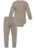 Normani Outdoor Sports Baby Merino Langarm Wickelbody und Hose in Beige