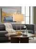 relaxdays Tischlampe in Weiß/ Gold - (H)55 x Ø 30,5 cm