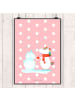 Mr. & Mrs. Panda Poster Einhorn Schneemann ohne Spruch in Rot Pastell