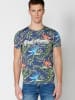 KOROSHI Kurzarm T-Shirt in blau