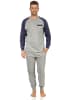 NORMANN Pyjama Schlafanzug langarm Bündchen in Grau