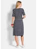 GOLDNER Kurzgröße:  Viskosekleid im Streifen-Look in marine / weiß / gestreift