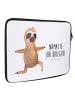 Mr. & Mrs. Panda Notebook Tasche Faultier Yoga mit Spruch in Weiß