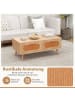 COSTWAY Couchtisch Rattan 100 x 50 x 41 cm in Hellbraun