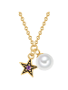 Glanzstücke München Kette Stern aus Sterling Silber mit Zirkonia und Süßwasser-Zuchtperle in gelbgold