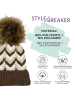 styleBREAKER Strick Bommelmütze in Braun-Beige