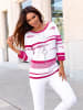 creation L 3/4 Arm-Pullover in weiß-pink-gemustert