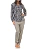 NORMANN Pyjama langarm Schlafanzug zum durchknöpfen Tupfen - 58131 in grau