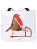 Mr. & Mrs. Panda Strandtasche Rotkehlchen Schlitten ohne Spruch in Weiß