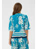SAINT TROPEZ Kurzarm-Bluse RashedaSZ A-shape in Vallarta Blue Flower Bouquet