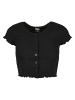 Urban Classics Urban Classics Damen Ladies Cropped Button Up Rib Tee in black