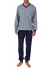 NORMANN Schlafanzug Pyjama Bündchen grafischen Streifenlook - 75335 in hellblau