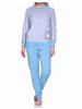NORMANN Frottee Pyjama langarm Bündchen und Pinguin Stickerei - 71481 in hellblau