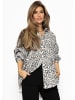 SASSYCLASSY Oversize Musselin Bluse mit hellen Streifen in Hellbeige