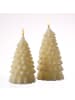 MARELIDA 2er Set LED Kerze Tannenbaum flackernd Echtwachs 2 Größen in creme
