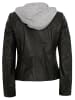 JILANI Lederjacke Lammnappa Kapuze in Schwarz