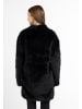 myMo Damen Fake Fur Mantel in Schwarz