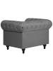 Beliani Sessel CHESTERFIELD in Grau/Braun - (W) 112 x (H) 79 x (L) 85 cm