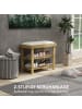 HOMCOM Schuhbank-60L x 29B x 49H cm-Cremeweiß+Naturholz