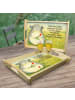 Mr. & Mrs. Panda Holz Servierbrett Chinchilla Blume Design mit S... in Weiß