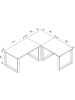 VCM  U Schreibtisch Eckschreibtisch L Form 190x190x80 in Schwarz / Honig-Eiche